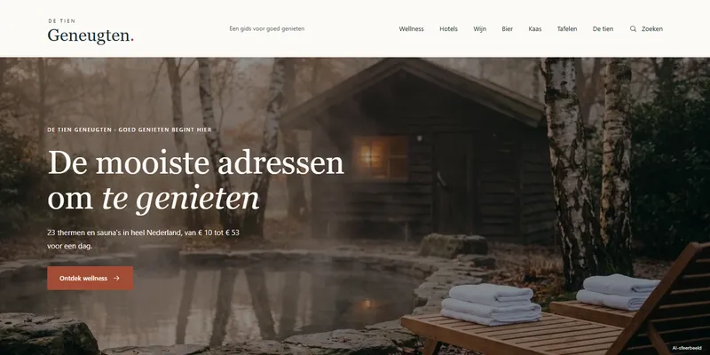 Homepage van De Tien Geneugten