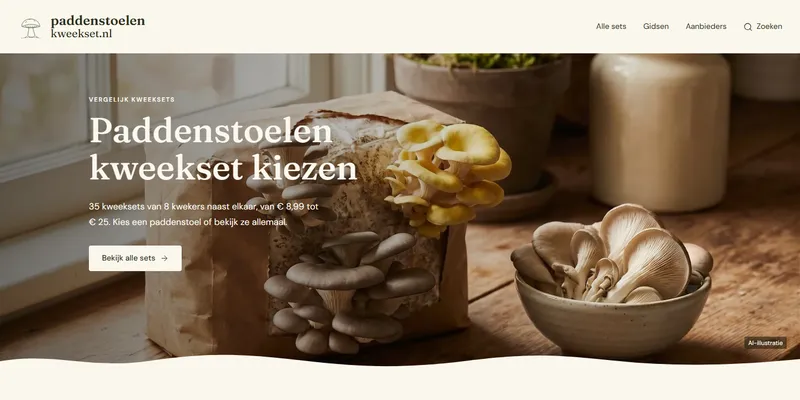 Homepage van Paddenstoelenkweekset